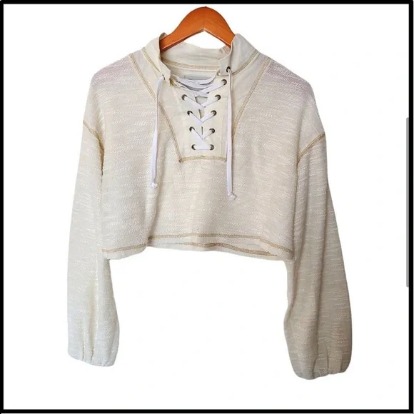 BNWoT Urban Outfitters | Lace-Up Funnel Neck Cropped Sweater S Small - Picture 4 of 10